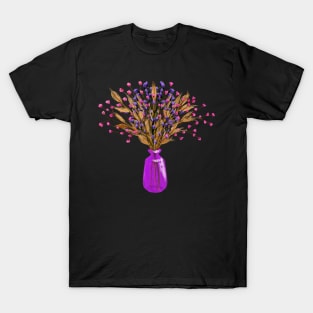 Dried Flowers in Pink Glass Bottle Boho Art by Cherie T-Shirt